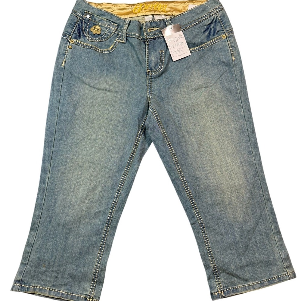 VTG DEREON Beyonce Womens Jeans Capris Size 9/10 Blue Denim Embellished Stretch
